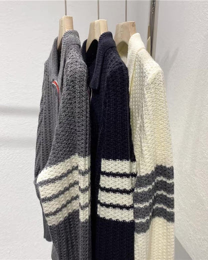 Chic Stripe Knit Cardigan 00447
