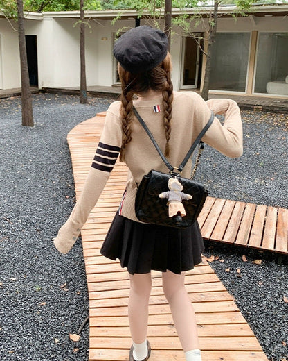 Preppy Style 4-Stripe Knit Cardigan 00574