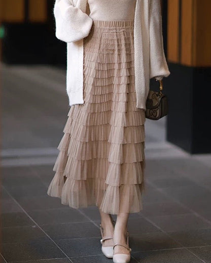 Romantic Layered Tulle Long Skirt 00499