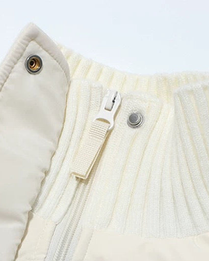 Short Knit Panel Down Jacket 00470