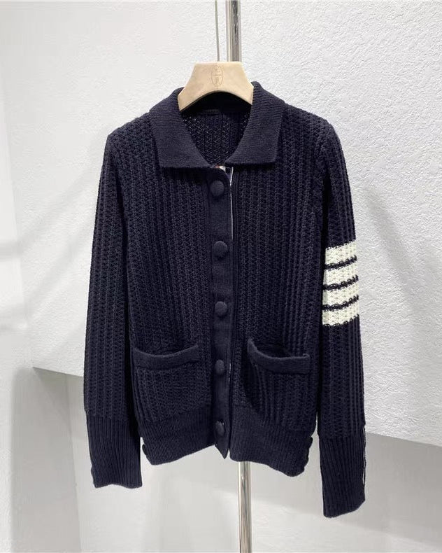 Chic Stripe Knit Cardigan 00447