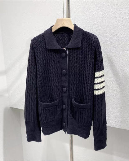 Chic Stripe Knit Cardigan 00447