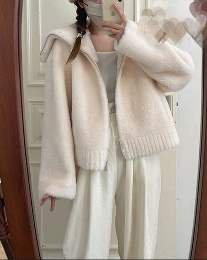 Fuzzy Wool-Blend Short Jacket 00523