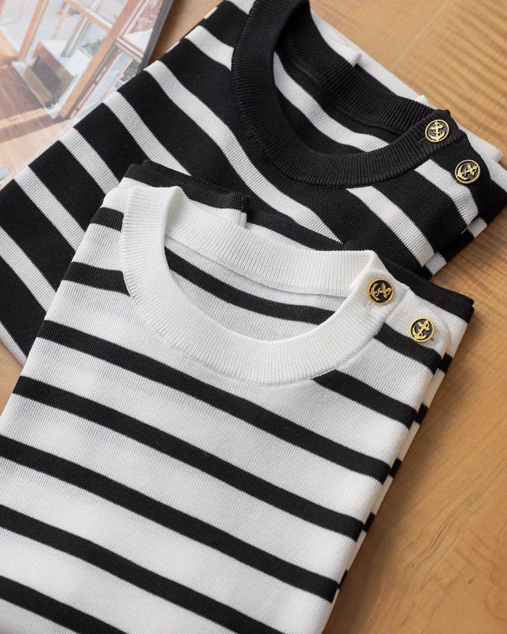 Parisian Stripe Knit Top 00391