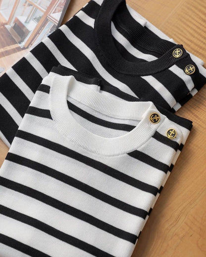 Parisian Stripe Knit Top 00391