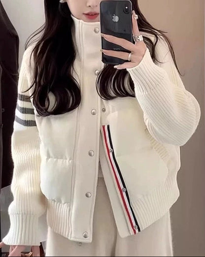Short Knit Panel Down Jacket 00470