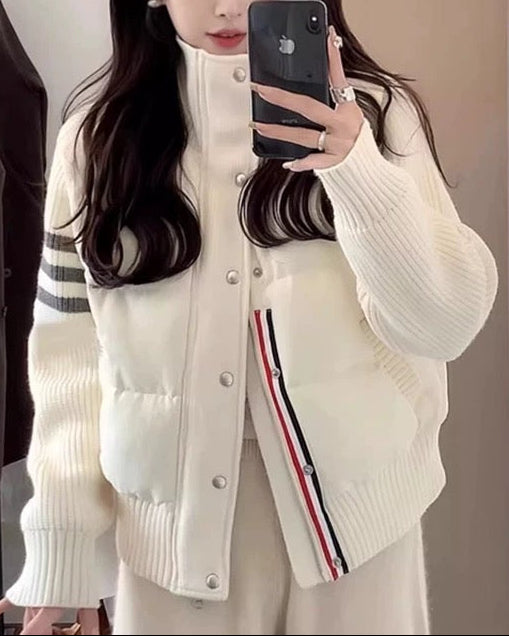 Short Knit Panel Down Jacket 00470