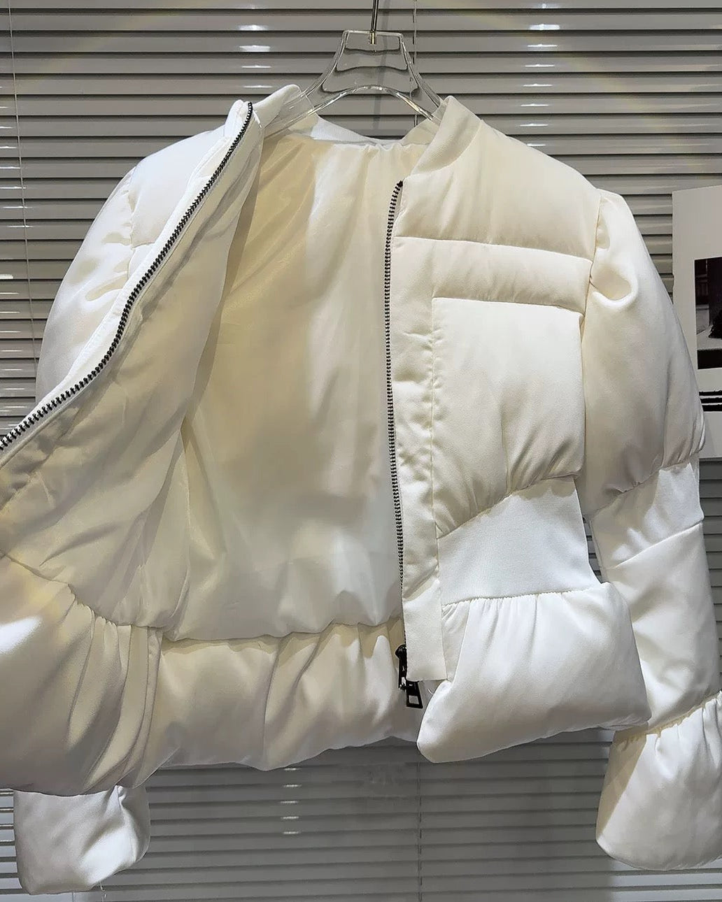 Satin Peplum Puff Jacket 00448