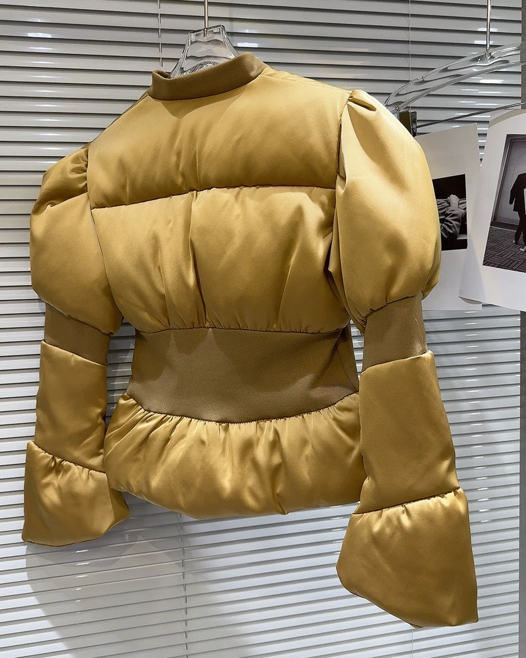 Satin Peplum Puff Jacket 00448