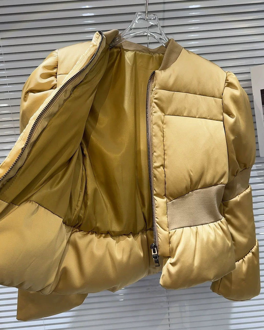 Satin Peplum Puff Jacket 00448