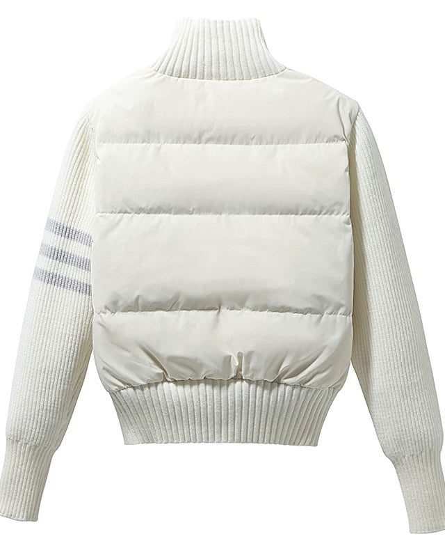 Short Knit Panel Down Jacket 00470
