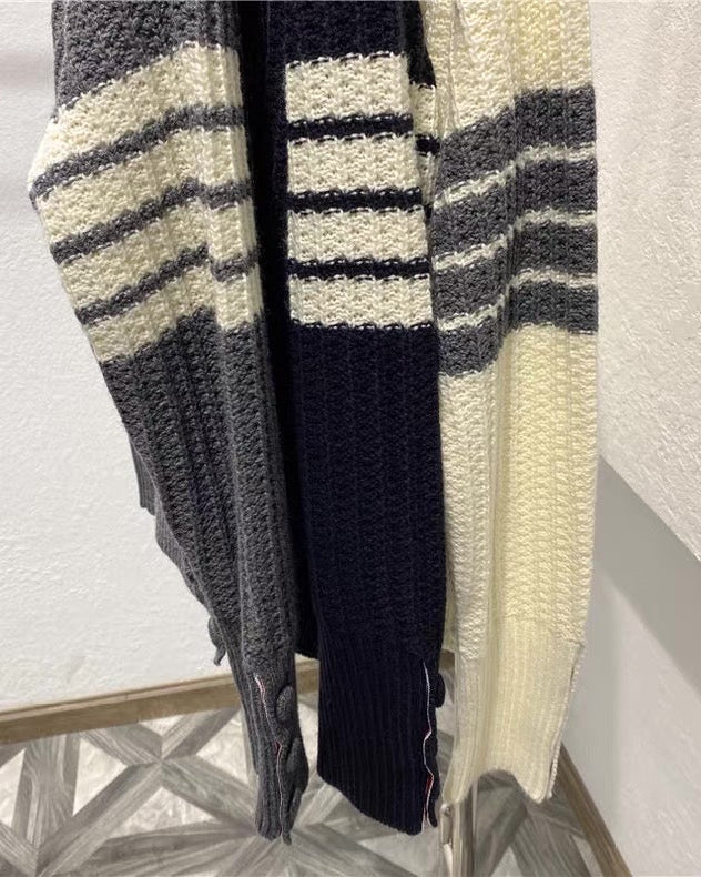 Chic Stripe Knit Cardigan 00447