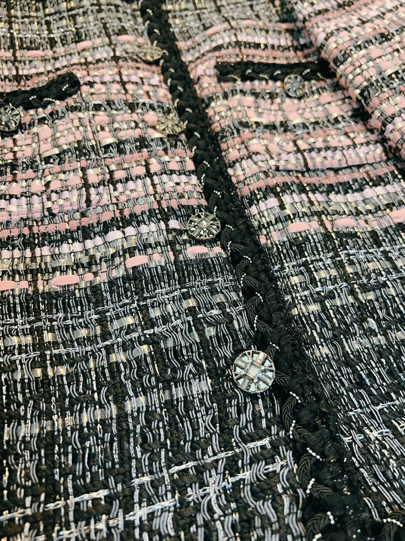 Parisian Tweed Jacket - Black and Pink Check 00309