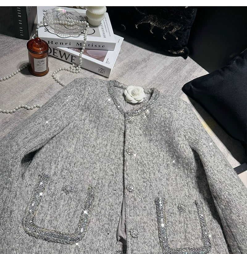 Shimmer Buttoned Tweed Jacket 00311