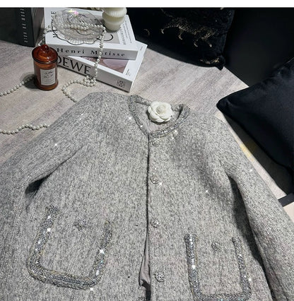 Shimmer Buttoned Tweed Jacket 00311