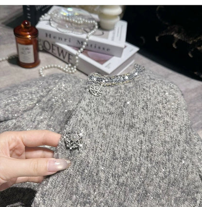 Shimmer Buttoned Tweed Jacket 00311