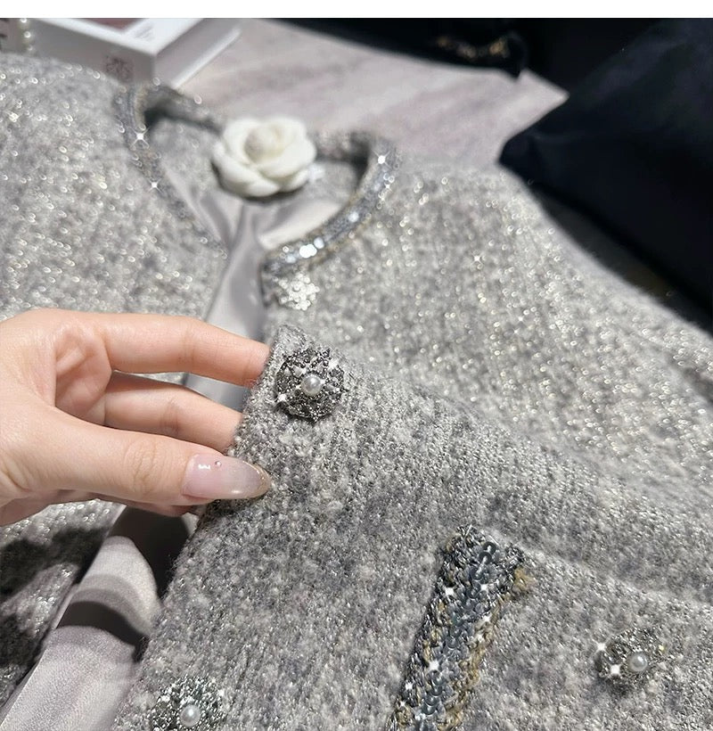Shimmer Buttoned Tweed Jacket 00311
