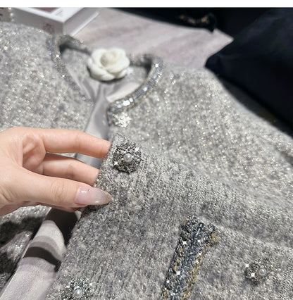 Shimmer Buttoned Tweed Jacket 00311