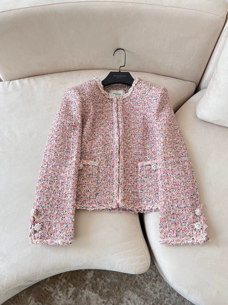 Blush Bloom Tweed Jacket 00316