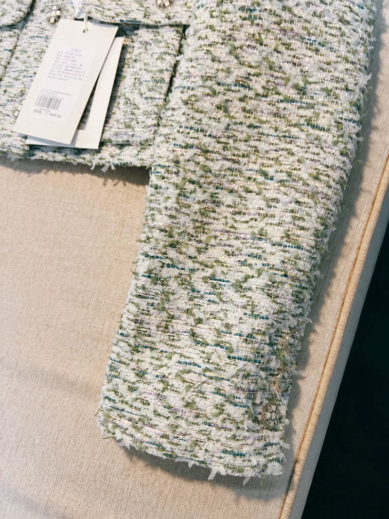 Olive Tweed Collar Jacket 00318