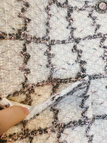 Powder Rose Grid Tweed Jacket 00320