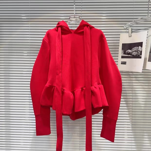 Ribbon Peplum Hoodie 00374