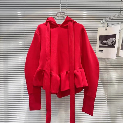 Ribbon Peplum Hoodie 00374