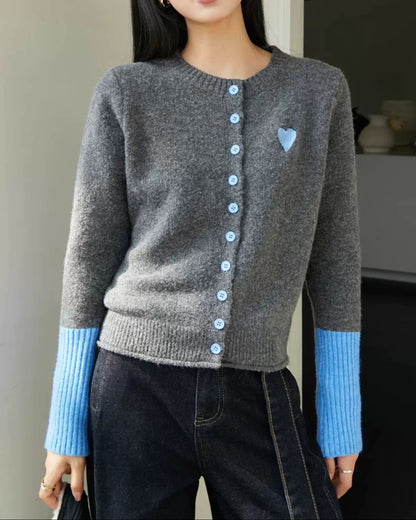 Heart Accent Knit Cardigan 00349