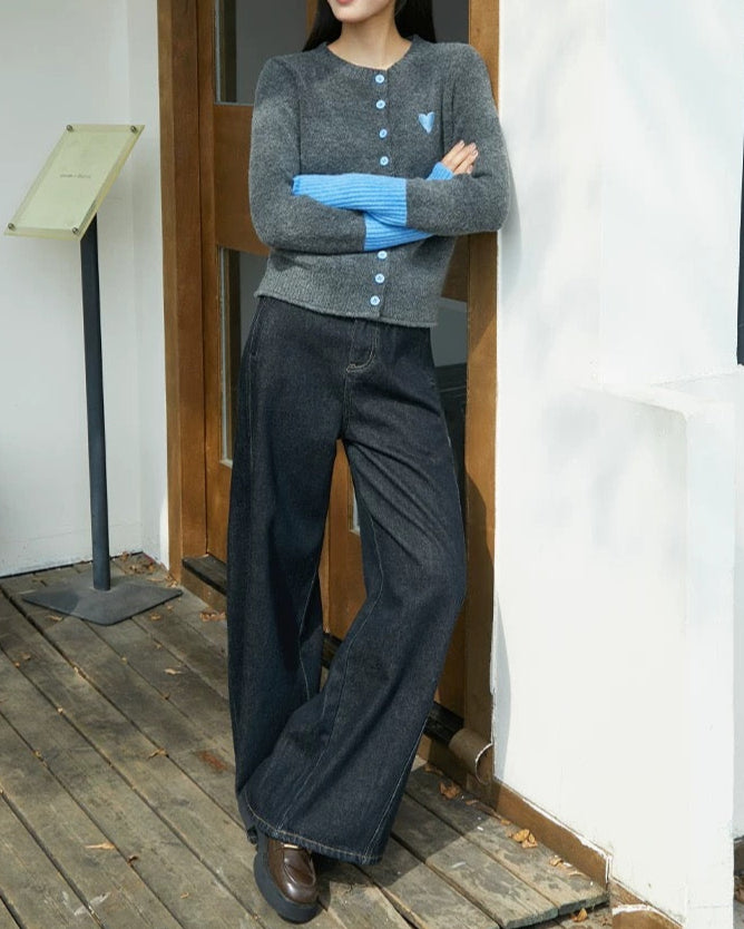 Heart Accent Knit Cardigan 00349