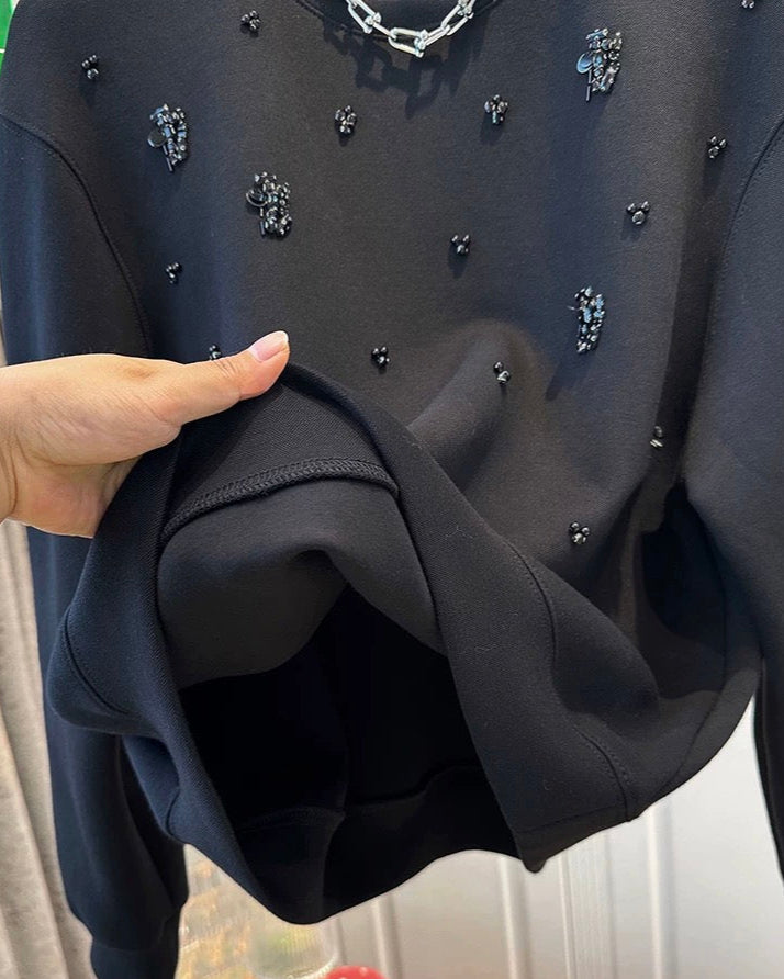 Embellished Noir Sweatshirt 00394