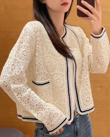Lace Crochet Tweed Cardigan 00395