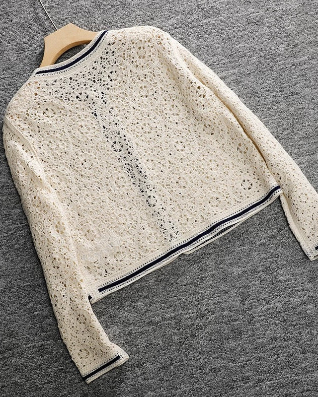 Lace Crochet Tweed Cardigan 00395