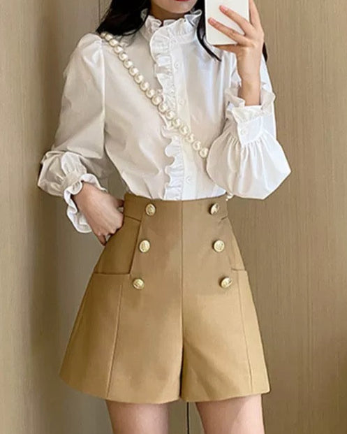 Loose Long Sleeve Casual Stand Collar Shirt 00099
