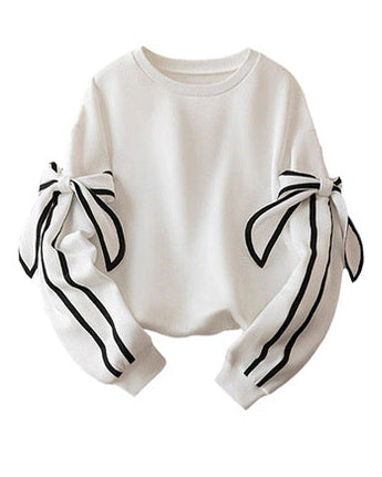 Ribbon Sleeve Sweat Top 00423