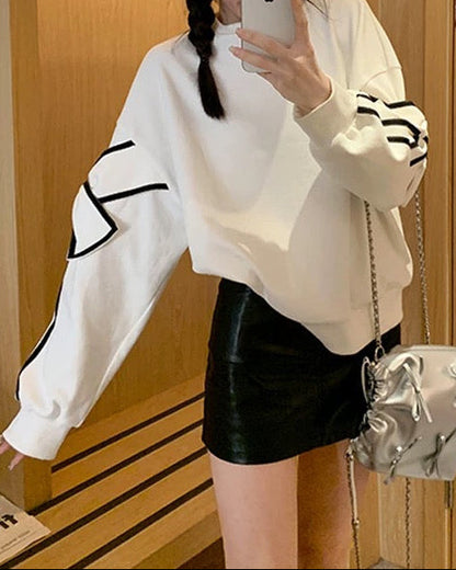 Ribbon Sleeve Sweat Top 00423