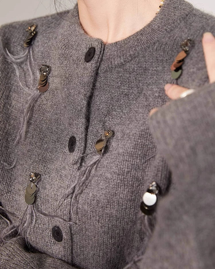 Jewel Embellished Knit Cardigan 00425