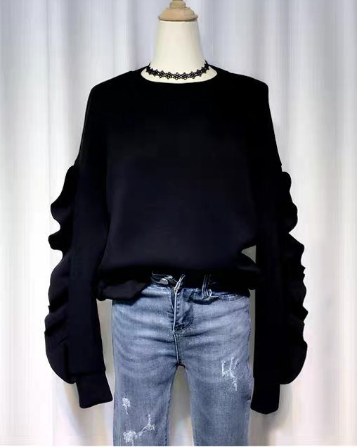 Ruffle Sleeve Sweatshirt 00439