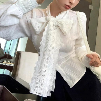 Voluminous Elegance Bow Blouse 00155