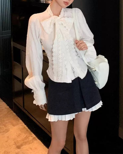 Voluminous Elegance Bow Blouse 00155