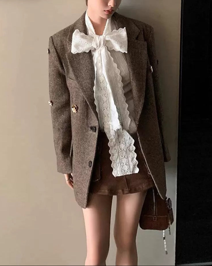 Voluminous Elegance Bow Blouse 00155