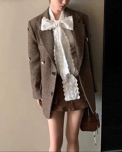 Voluminous Elegance Bow Blouse 00155