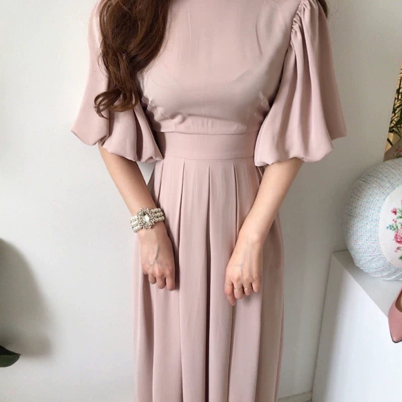 Ruffled Puff Sleeve Dress 00173