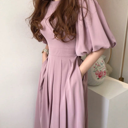 Ruffled Puff Sleeve Dress 00173