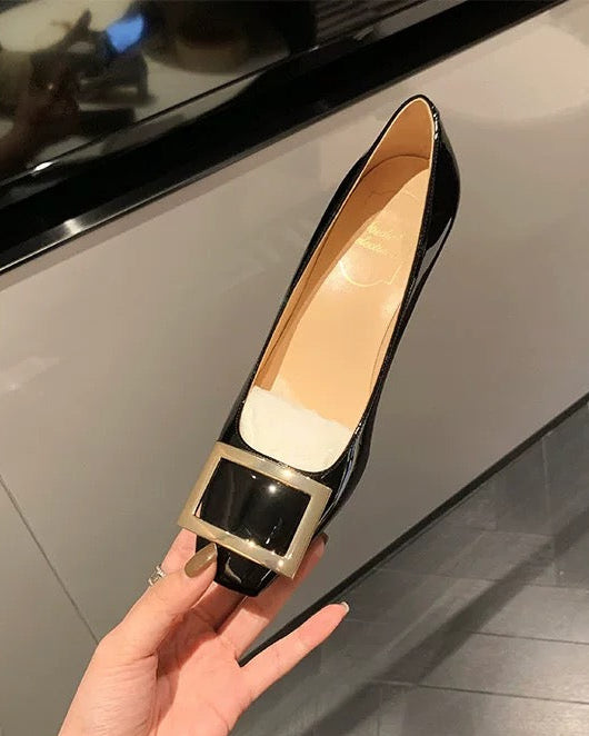 Square Buckle Low Heels 00463