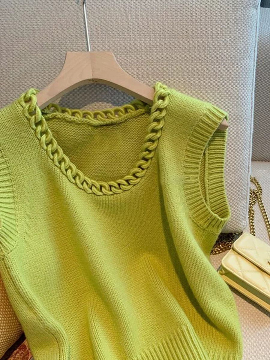 Braided Neckline Vest 00286