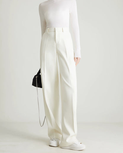 Wool-Blended High-Rise Wide Trousers 00494