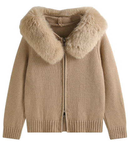 Winter Faux Fur Trimmed Knit Outerwear 00562