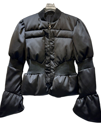Satin Peplum Puff Jacket 00448
