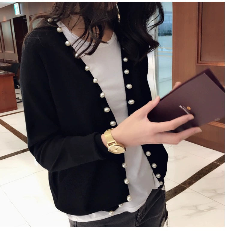 Elegant Pearl Accent Knit 00416