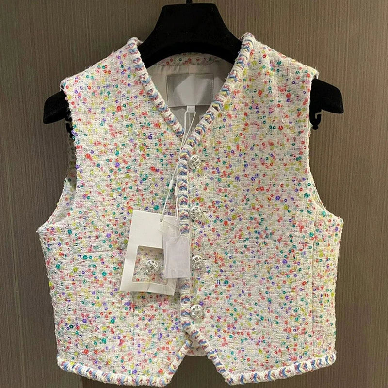 White Tweed Vest 00066